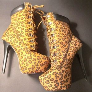 Cheetah print combat heels